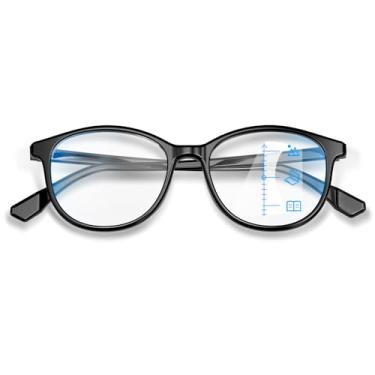 Imagem de VISOONE Óculos de leitura TR90 elegantes multifocais progressivos e ultraleves para mulheres leitoras, Preto/branco, S