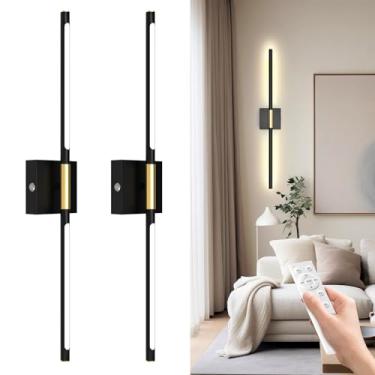 Imagem de Arandelas de parede operadas por bateria, conjunto de luzes de parede de LED recarregáveis de 5 a 61 cm, regulável 3000K-6500K, decoração de parede de arandelas de bateria para quarto, sala de estar