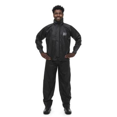 Imagem de Capa de Chuva para Motoqueiro PVC com Gola Pantaneiro Preto, M