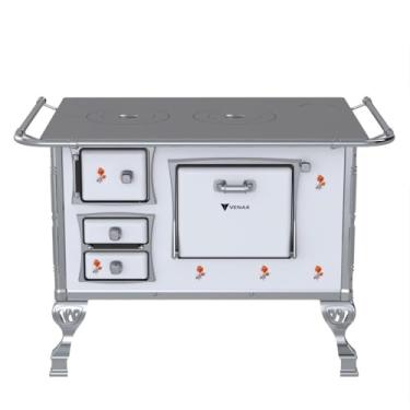 Imagem de Fogão a Lenha GII N 2 Branco Flor Sem Tampa Saida Direita