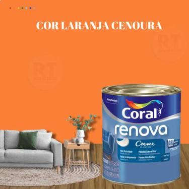 Imagem de Tinta de Parede Acrílica Coral Renova Cor Laranja 800ml Lavável Premiu