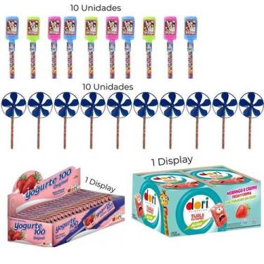 Imagem de Kit Lembrancinhas com Doces e Catavento Brinquedo 80 Itens - Dori, Tec