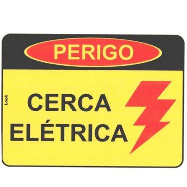 Imagem de Kit 5 placa sinalizacao 15x20 cerca eletrica - LOOK