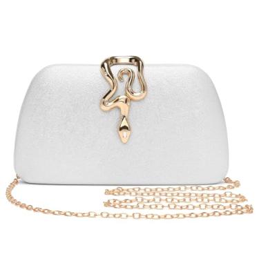 Imagem de RNIEGA Bolsa clutch feminina com glitter para noite, para festas, casamentos e eventos formais, Prata