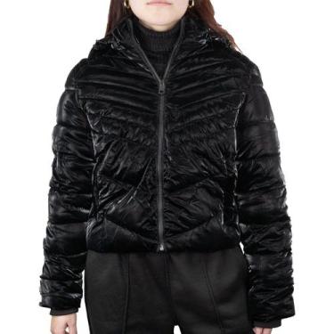 Imagem de Jaqueta Feminina Puffer Vinil Bomber com Gorro Removível ED-20 - Genér