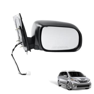 Imagem de Espelho retrovisor lateral aquecido do lado direito do passageiro dobrável compatível com Toyota Sienna 2004-2010 substitui 87910AE020 TO1321205