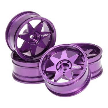 Imagem de KiBcsLic Jantes de carro RC Xy01 Diâmetro dos cubos de roda 5,2 cm para D5 Peças de veículos de controle remoto confiáveis ​​Acessórios de brinquedos RC, Roxo