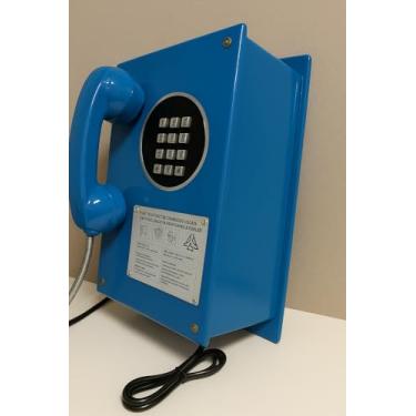 Imagem de Orelhão Telefone Interfone Público Retrô Antigo Vintage, Discagem Digital com Teclado Metálico, (Azul)