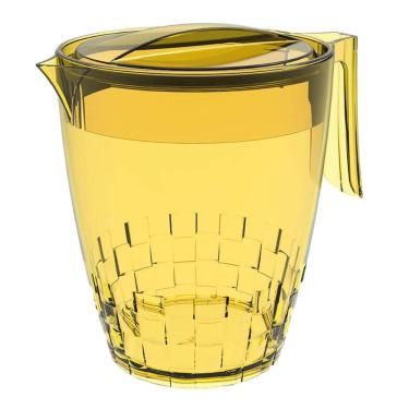 Imagem de Jarra com Tampa 3L Trama Crippa de Plástico Água Suco Bebidas Amarelo Transparente