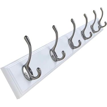 Imagem de Cabide Montado Na Parede Cabide Montado Na Parede Cabide Cabide Cabide Cabide Montado Na Parede Alpendre Porta Traseira Cabide De Madeira Maciça Cabide, White, 74 * 1.8 * 8CM
