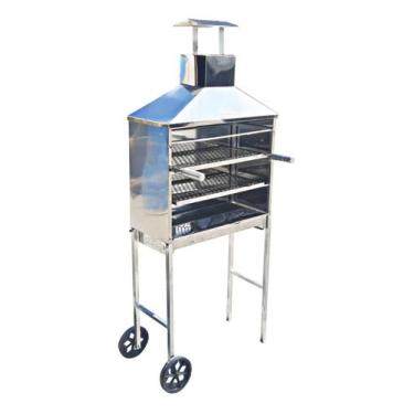 Imagem de Carrinho De Espetinho Churrasco Inox Móvel Portátil Espeto - MAGALU