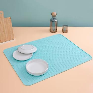 Imagem de SAPID Tapete de silicone extra grande de 76 cm x 61 cm para escorredor de louça, tapete de secagem de silicone fácil de limpar para balcão de cozinha, tapete de drenagem de pratos antiderrapante