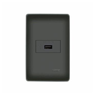 Imagem de Tomada Usb Fame Habitat Black 15w Com Placa 4x2 Preta