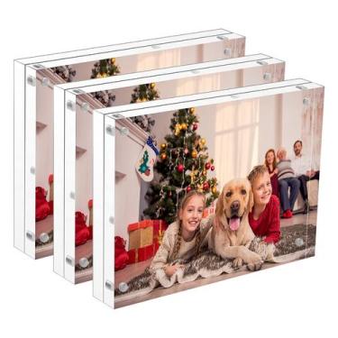 Imagem de Porta-retratos acrílico NIUBEE 5x7, 3 pacotes, transparente, sem moldu