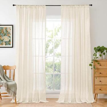 Imagem de Cortinas BGment, bege, linho, 213 cm de comprimento para sala de estar