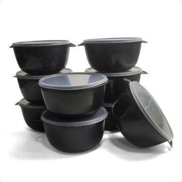 Imagem de Kit Bowls Plásticos Redondos 1L Tampa Transparente Saladeira Marmita M
