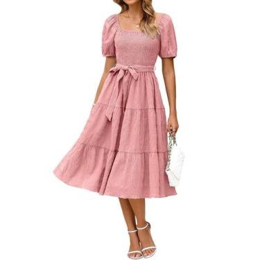 Imagem de Vestido BerryGo Summer 2025 casual com blusa rosa midi para mulheres