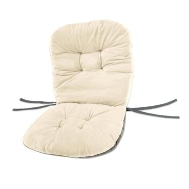 Imagem de Generic Almofada para cadeira com encosto alto, suporte para as costas e amarras, almofada de reposição para cadeira de balanço, para espreguiçadeira para, Branco