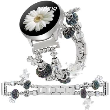Imagem de Pulseira de metal estilosa para Samsung Galaxy Watch 7/FE 6, 5, 4, 40 mm e 44 mm, pulseira feminina com contas Pandora de 20 mm para Watch 6 Classic de 43 mm/Watch 5 Pro/Watch4 Classic de 42 mm/Galaxy