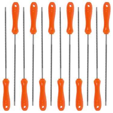 Imagem de QENWKXZ 3 peças de lixa de afiação de motosserra de 5/81.3 cm, conjunto de arquivos de afiação de corrente de motosserra redonda, afiador de arquivos de motosserra com cabo de plástico, ferramentas