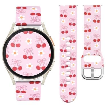 Imagem de Watbro Pulseira de relógio Bowknot compatível com Samsung Galaxy Watch 7/FE/6/5/4 com pingentes, pulseira esportiva de silicone macio de 20 mm para relógio inteligente Vivoactive 5/Vivoactive 3