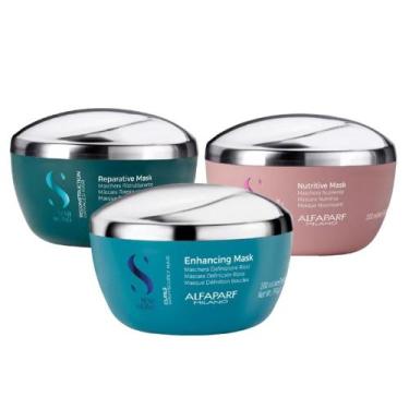 Imagem de Kit Cronograma Capilar Alfaparf Semi Di Lino Para Cachos Pequeno