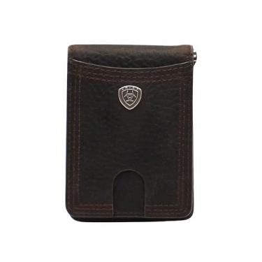 Imagem de Ariat Carteira masculina com logotipo Rowdy Shield marrom clipe para dinheiro dobr vel A35117282, Bege: marrom, one size, Carteira dobr vel