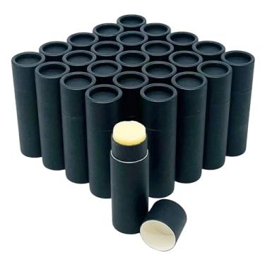 Imagem de GreenWay 0,15 oz / 4,25 g Tubos de Bálsamo Labial de Papelão Kraft com tampas – Pacote com 25 Tubos de Brilho Labial Recarregáveis – Recipientes de Bálsamo Labial Inferior Push-Up Extra Grossos