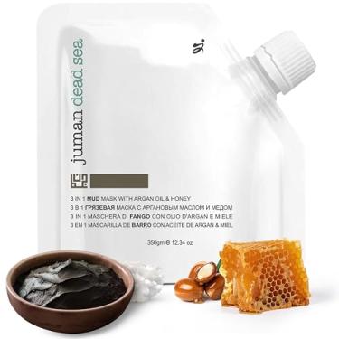 Imagem de Juman Máscara de lama 3 em 1 com óleo de argan e mel | Para corpo, rosto e couro cabeludo | Máscara de lama do Mar Morto | Livre de sulfatos e parabenos | vegana | limpa e nutre