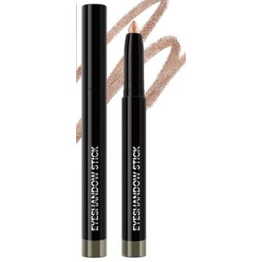 Imagem de KXmzeG Sombra de olhos fosca neutra, lápis delineador de sombra de longa duração em creme dourado rosa metálico, aplicador de sombra fosca, paleta de caneta (02#, pacote com 1)