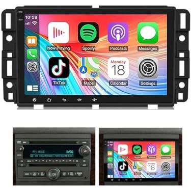 Imagem de Rádio veicular para Chevrolet Chevy Silverado Impala GMC Sierra Acadia Enclave Yukon 2007-2012 com Carplay sem fio Android Auto, rádio estéreo de 20 cm com câmera de reserva, Bluetooth, Wi-Fi, GPS, 2