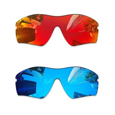 Imagem de Combine8 2 peças de lentes de substituição ploarizadas para óculos de sol Oakley RadarLock Path OO9181 - vermelho fogo + azul gelo