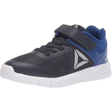 Imagem de Reebok Tênis de corrida feminino Rush Runner com fecho alternativo, Azul-marinho/cobalto/prata, 3 Infant