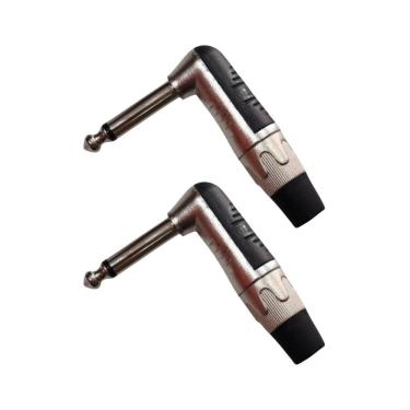 Imagem de Kit 2 Plug P10 Macho Mono Niquelado L 90º Profissional Mxt