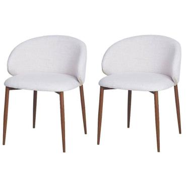 Imagem de Kit 2 Cadeiras Com Braço Firenze Fratini Revestida Tecido Nude Estrutura Em Aço Carbono Amadeirado