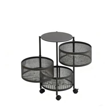 Imagem de ZAANHA Prateleiras giratórias multicamadas para cozinha e sala de armazenamento móvel(Black,B)