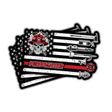 Imagem de Adesivo de bandeira de bombeiro, adesivo de orgulho de bombeiro americano, adesivo de bandeira de linha vermelha fina para capacete, caixa de ferramentas, laptop, carro, corpo de bombeiros, adesivos