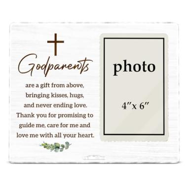 Imagem de Zauly Porta-retratos de acrílico para padrinhos para batismo, presente de pedido de padrinhos, porta-retrato Thank You God Parents, foto de 10 x 15 cm
