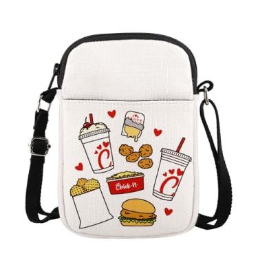 Imagem de MAOFAED Bolsa tiracolo Fast Food para amantes de nugget de frango, amante de hambúrguer, presente para amantes de queijo, presente para amantes de sanduíches de frango (molho)