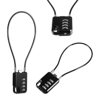 Imagem de Cadeado de combinação de 4 dígitos redefinível de design compacto com cabo de 17 cm de comprimento, cadeado combo de cabos de aço inoxidável durável, travas de cabo pequenas com trava multiuso