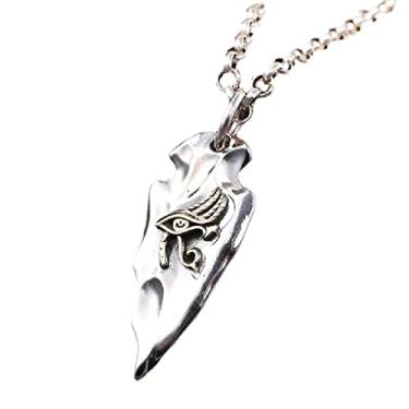 Imagem de Colar de olho de Hórus para homens, colar de ponta de flecha de lança, colar com pingente de olho de horus de faraós egípcios com corrente de 58 cm, colar de amuleto de totem de olho, Aço inoxidável,