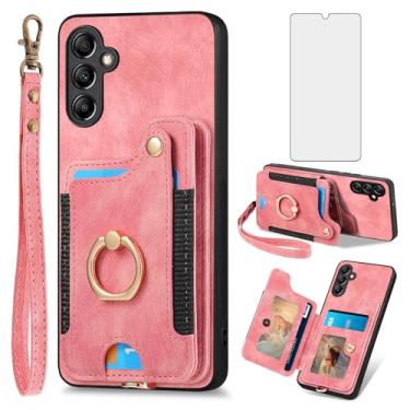 Imagem de Asuwish Capa de telefone para Samsung Galaxy A15 5G capa carteira com protetor de tela de vidro temperado e alça de pulso RFID suporte de cartão de crédito anel acessórios de celular A 15 4G 15A