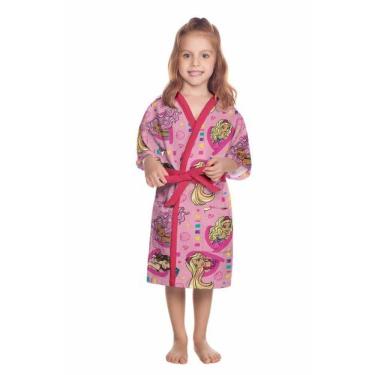 Imagem de Roupão Quimono Infantil Aveludado Lepper Barbie - Reinos Mágicos (confira tamanhos disponíveis)