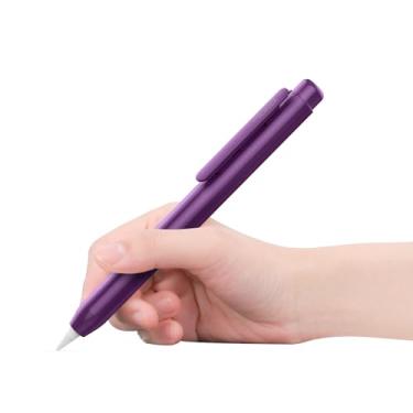 Imagem de MoKo Capa de suporte para Apple Pencil 1ª geração, capa retrátil para Apple Pencil 1ª capa protetora para iPad Pencil Capa protetora com clipe resistente, roxo escuro