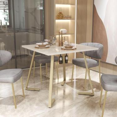 Imagem de Mesa De Jantar De Aço 80x80 Reforçada Industrial Nantes - Mobigu, Cham