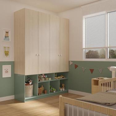 Imagem de Guarda-roupa 4 Portas com Nichos Curió Casatema MadeiraOriginals