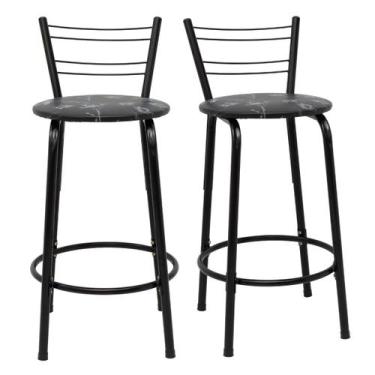 Imagem de Kit 2 Banquetas Para Bancada Flórida Preta 60cm Bistrô Bar Cozinha Gou