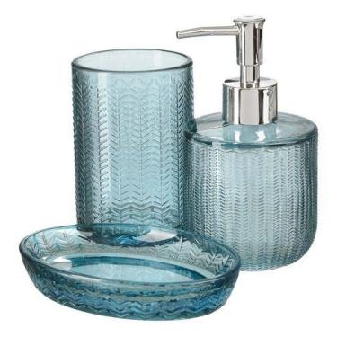 Imagem de Kit Lavabo Banheiro Vidro Dispenser Líquido Saboneteira Pia - PGB