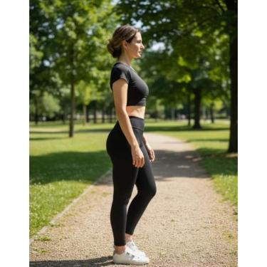 Imagem de Conjunto Fitness Feminino Preto Cropped + Legging Academia e Corrida-Feminino