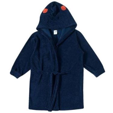 Imagem de Roupão Praia Infantil Atoalhado com Capuz Dragão Marinho Tip Top-Masculino